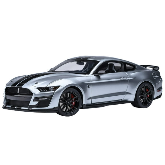 Ford Mustang Shelby GT500 Iconic Silver Metallic with Black Stripes 1/18 Model Car by Autoart