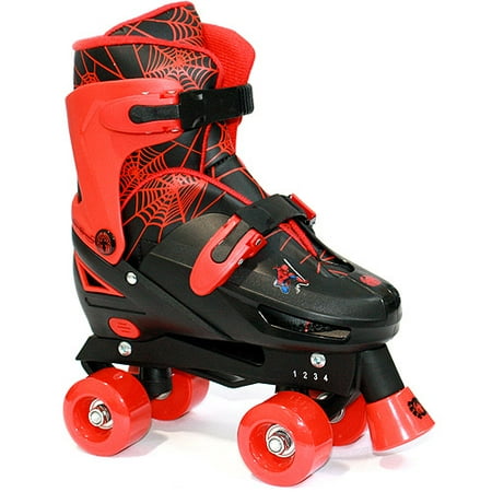 Street Flyers Spider-Man Adjustable Quad Roller Skates, Sizes 1-4