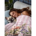thumbnail image 3 of Valentines Flowers Queen Size Flat Sheet, Wrinkleproof & Fadeproof Cooling Flat Bed Sheet Only, Watercolor Floral Botanical Pink Plaid Breathable Soft Bedding Top Sheets 90 x 102 Inches, 3 of 8