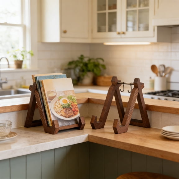 Upgraded Cookbook Stand For Kitchen Wooden Cookbook Stand Plates Stands For Display Music Sheet Magazines Art Display Stand Record Stand M