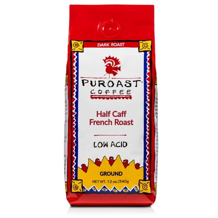 Puroast Low Acid High Antioxidant Low Acid Half Caff French Roast Ground Coffee, 12 oz Bag