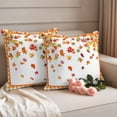thumbnail image 2 of Maple Leaf Fall Outdoor Waterproof Pillow Covers, Thanksgiving Burnt Orange Plaid Autumn Botanical Watercolor Decorative Square Throw Pillowcase Sofa Cushion Sham for Patio/Couch, 16"x16" 2 Pack, 2 of 8