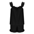 thumbnail image 6 of RMGVDSD Womens Pajamas Set 2 Piece Ruffle Pajama Soft Tank Top and Shorts Sleepwear Set 2 Piece Summer Solid Color Sleeveless Loungewear, 6 of 6
