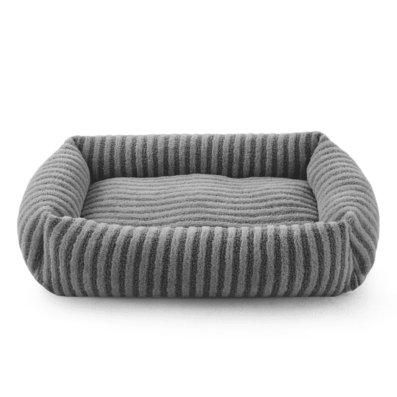 Siooko Calming Dog Beds for Medium Dogs and Large Cats, Washable Rectangle Dog Bed with Removable Cover, Soft Pet Beds, Non-Slip Bottom, Gray, 30in