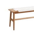 thumbnail image 5 of Dining Benches, Natural Oak Wood Bench, Woven Design Entryway Bench Bed Bench for Kitchen, Dining Room, Living Room, White, 5 of 6