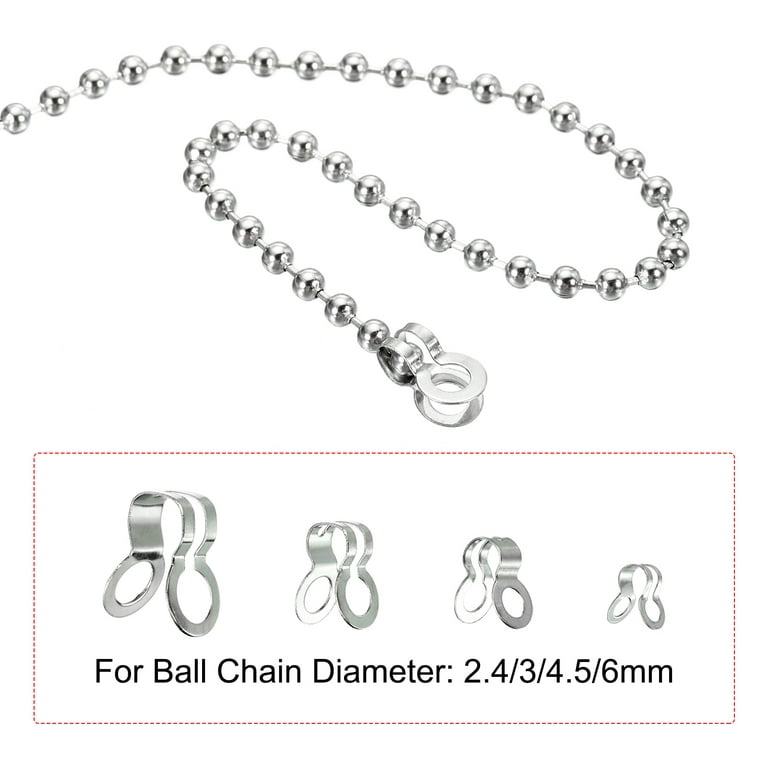 Uxcell 2.4/3/4.5/6mm Stainless Steel Ball Chain Connectors Double Ring Loop  Clasps 150 Pack 