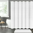 thumbnail image 2 of FRAMICS Waffle Weave Shower Curtain Sets with Rug, 14-Piece Striped Bathroom Sets with Hooks, Heavy-Duty Waterproof Fabric, Hotel Grade, White, 71.3" x 71.3", 2 of 9