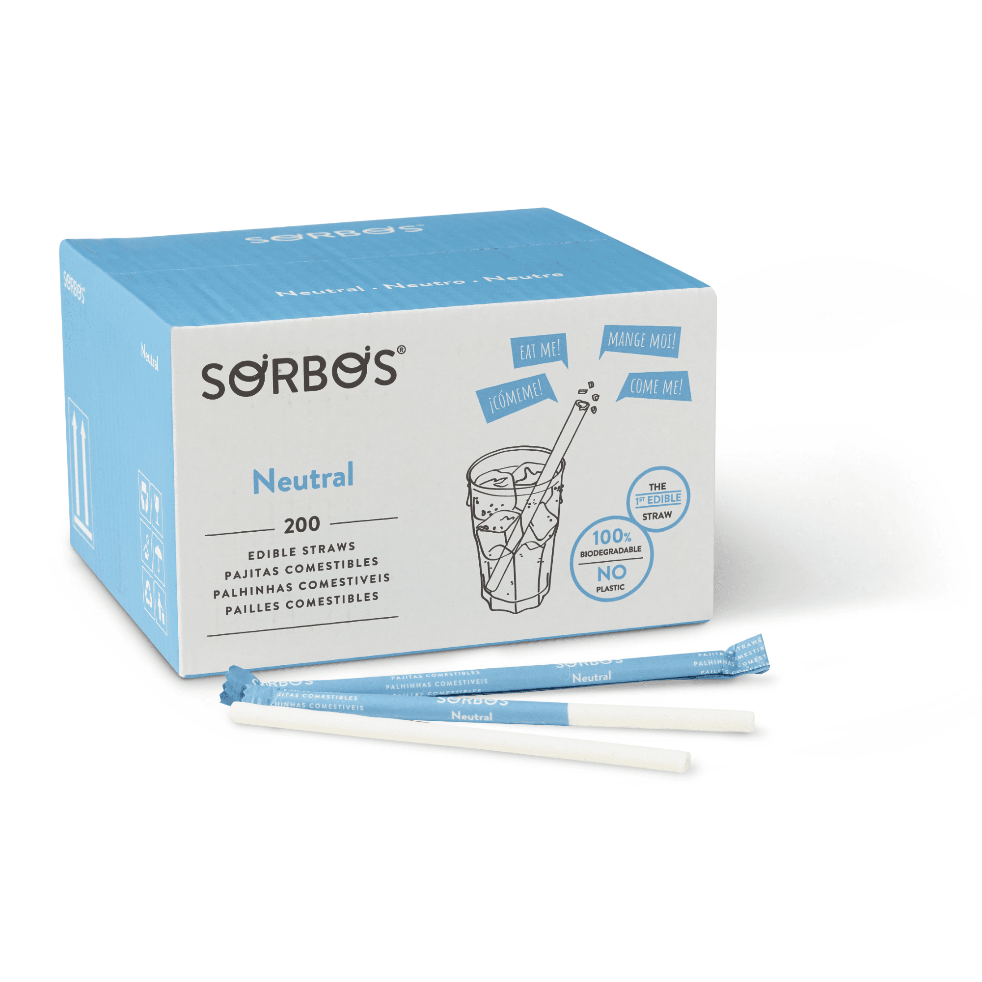 Sorbos Edible Straws, Neutral Flavor, Individually Packaged, No Plastic