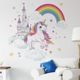 thumbnail image 2 of Adhesivos de pared en acuarela con forma de unicornio, castillo y arcoíris, 30 x 90 cm, 2 of 4