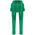 thumbnail image 4 of TiaoBug Filles Enfants Leggings-Jupe Brillants Métallisés à Volants Jupes-Pantalons Jazz Hip-Hop Danse Culottes Performance Tenue de Danse Vert 12, 4 of 7
