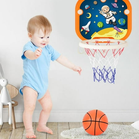 Esaierr Kids Basketball Rack No Punching Wall Hanging Basketball Board Folding Basketball Rack