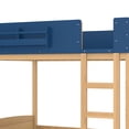 thumbnail image 6 of Queen Bunk Bed with Trundle , Wood Bunk Bed Frame with Built-in Bookshelf and High-quality Safety Guardrail,Automobile Form Design  ,Blue＆Natural, 6 of 18