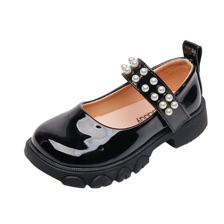 

Zlekejiko Fashion Four Seasons Children Casual Shoes Girls Thick Bottom Non Slip Comfortable Solid Color Pearl Slip On Simple Style