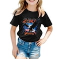thumbnail image 4 of mgoYE American Flag Shirts Girls Boys 4th of July O-Neck Short Sleeve Patriotic T-Shirt Memorial Day Graphic Tee Independence Day Tops 250th Anniversary Gifts USA T-Shirt(Black,3-4 Years), 4 of 5