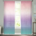 thumbnail image 3 of Coloredd Rainbow, Semi Sheer Curtains 96 Inch Length 2 Panels Set, Ombre Purple Pink Teal Color Art Sheer Kitchen Curtain Privacy Voile Window Curtain for Living Room Bedroom Rod Pocket Drapes, 3 of 7
