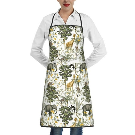 

Matuu Vintage Animals Palm Tree for Adjustable Cooking Aprons for Women with Pockets Kitchen Aprons for Men Water and Oil Resistant