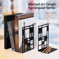 thumbnail image 6 of Artrylin Black Metal Bookends, 1 Pairs Book Ends for Shelves, Book Stopper for Family, Office and School, Heavy Duty Book End, 4.7 x 3.6 x 7 Inch, Non Skid Book Stoppers, 6 of 7