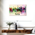 thumbnail image 3 of Elephant Stock Paris Skyline Colors Wall Art - Horizontal Canvas Wall Art - Living Room Wall Decor - City Canvas - Green And Purple Decor - 30" x 20", 3 of 8