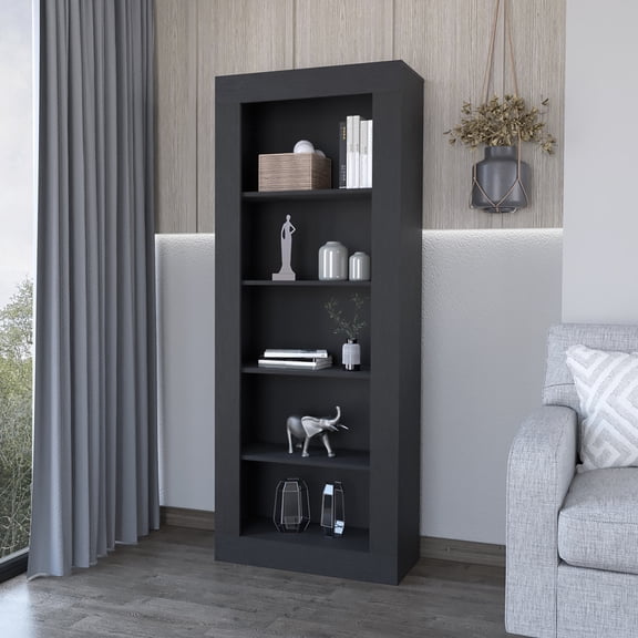 Dtwnek 5 Tier Bookcase Book Storage Stand Shelf for Office, Home, Black