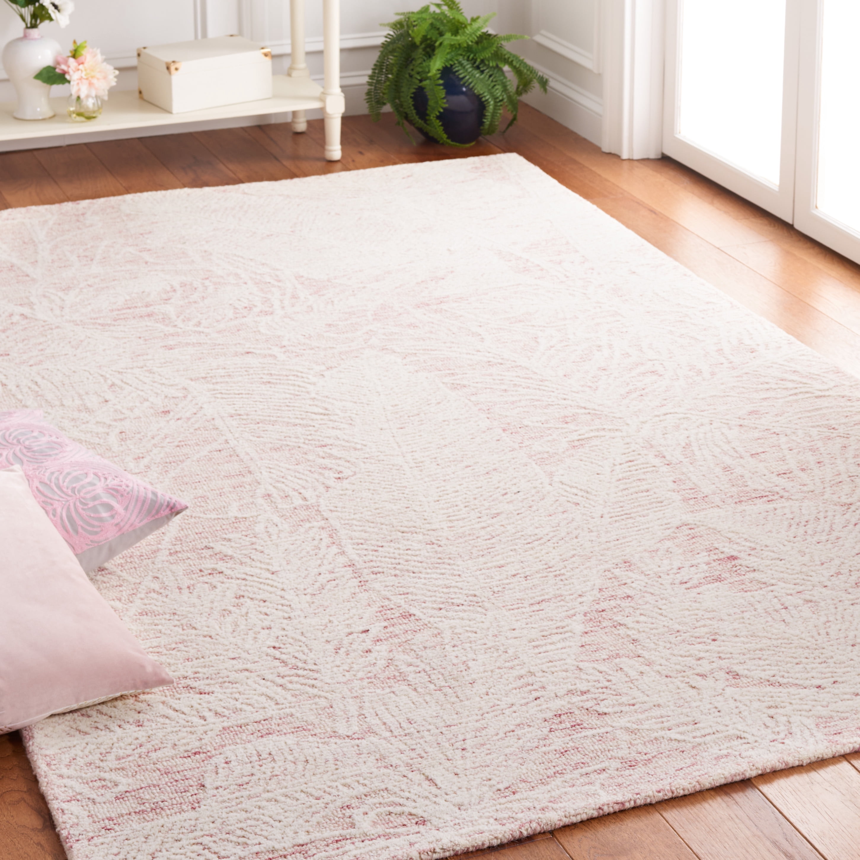 SAFAVIEH Metro Hartley Leaves Area Rug, Pink/Ivory, 6' x 6' Square