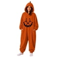 thumbnail image 2 of Ruyelune Orange Adult Hooded Pumpkin Plush Onesie Pajamas Funny Pumpkin Hooded Casual Pajama Set, Oversized Onesie Jumpsuit 3XL, 2 of 6