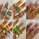 thumbnail image 2 of Juego De 6 Anillos De Resina De Metal Vintage Amor Corazón Conjunto Para Las Mujeres Moda Verde Joyería De, 2 of 4