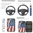 thumbnail image 3 of Yuyamidu American Flag Car Front Back Seat Covers Full Set of 13 Patriotic Steering Wheel Cover Seat Belt Pad Armrest Cover Pad Wrist Strap Coasters, 3 of 6