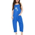 thumbnail image 3 of Wdgfv Girls Summer V Neck Sleeveless Romper Loose Fit Casual Jumpsuit With Pockets Lightweight Comfortable Outfit For Teens And Juniors Blue 7-8 Years, 3 of 5