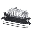 thumbnail image 1 of Rongfmy Gothic Lace Headband with Demon Veil Adjustable for Costume Events Accessory Black, 1 of 9