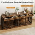 thumbnail image 4 of IdealHouse Double Dog Crate Furniture for 2 Dogs, Indoor Pet Kennel TV Stand with 4 Storage Drawers & Feeding Bowls, for Small/Medium Dogs, Brown, 4 of 9