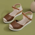 thumbnail image 5 of Women's Orthopedic Platform Wedge Sandals with Ankle Strap Summer Dressy 2026 Boho Espadrille Sandals for Beach Travel Brown 7.5, 5 of 7