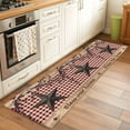 thumbnail image 3 of 2x6 Washable Runner Rug, Country Stars Non-Slip Hallway Runner for Entryway Kitchen Bedroom, Vintage Rust Black Star Red Plaid Brown Wood Grain Indoor Carpet Runner Floor Mat, 3 of 9