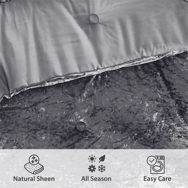 Regency Heights 2-Piece Twin/Twin-XL Velvet Comforter Set, Grey photo 6