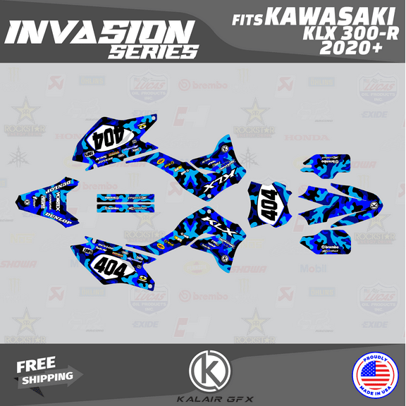 Kalair GFX Graphics Kit for Kawasaki KLX300R (2020-2022) Invasion Series