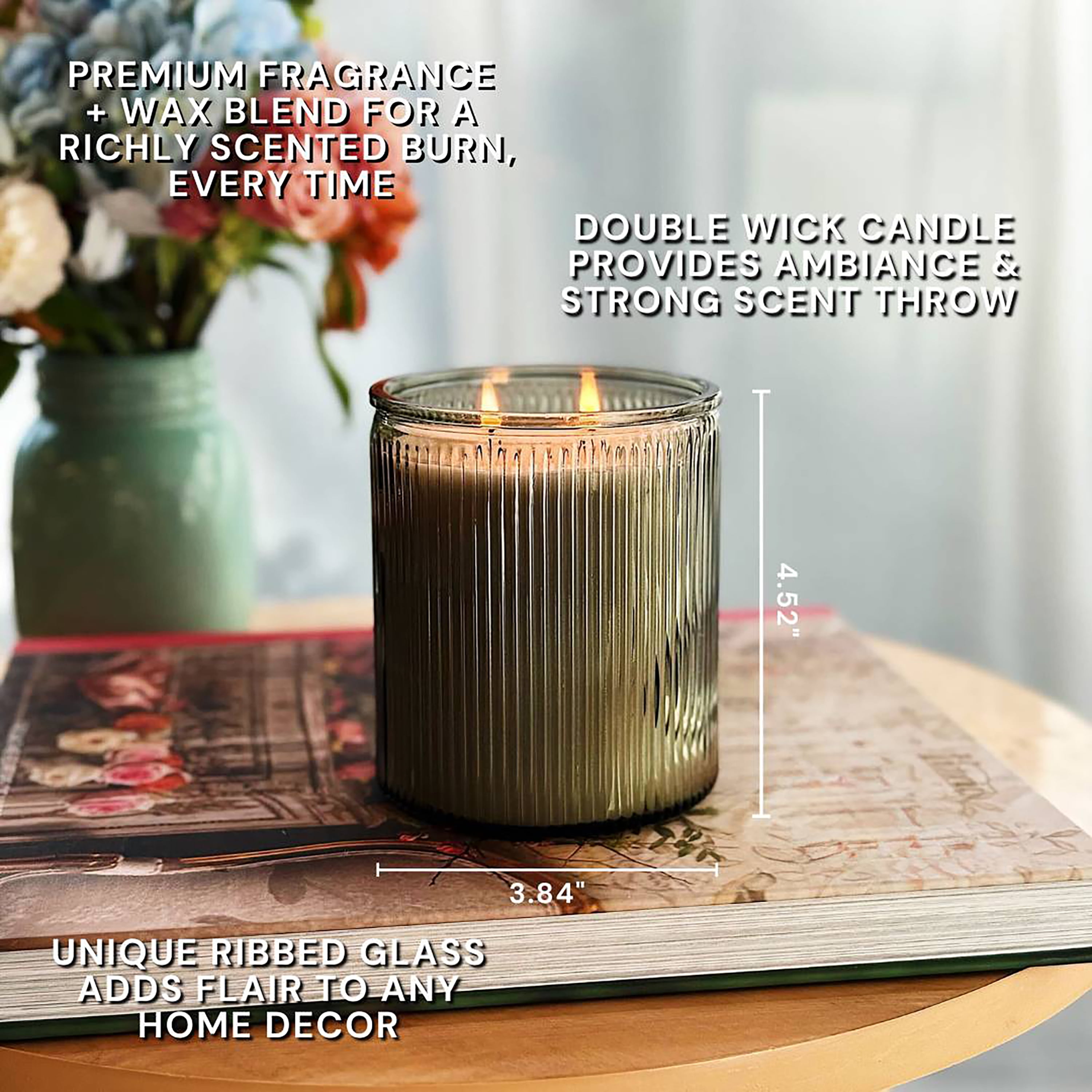Better Homes & Gardens Caribbean Sea Breeze Scented 2-Wick 17.1oz Ribbed Jar Candle