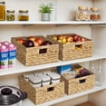 thumbnail image 2 of eHemco Large Square Woven Hyacinth Wicker Pantry Storage Baskets with Iron Wire Frame, 12"x12"x6", Natural, Set of 2, 2 of 8