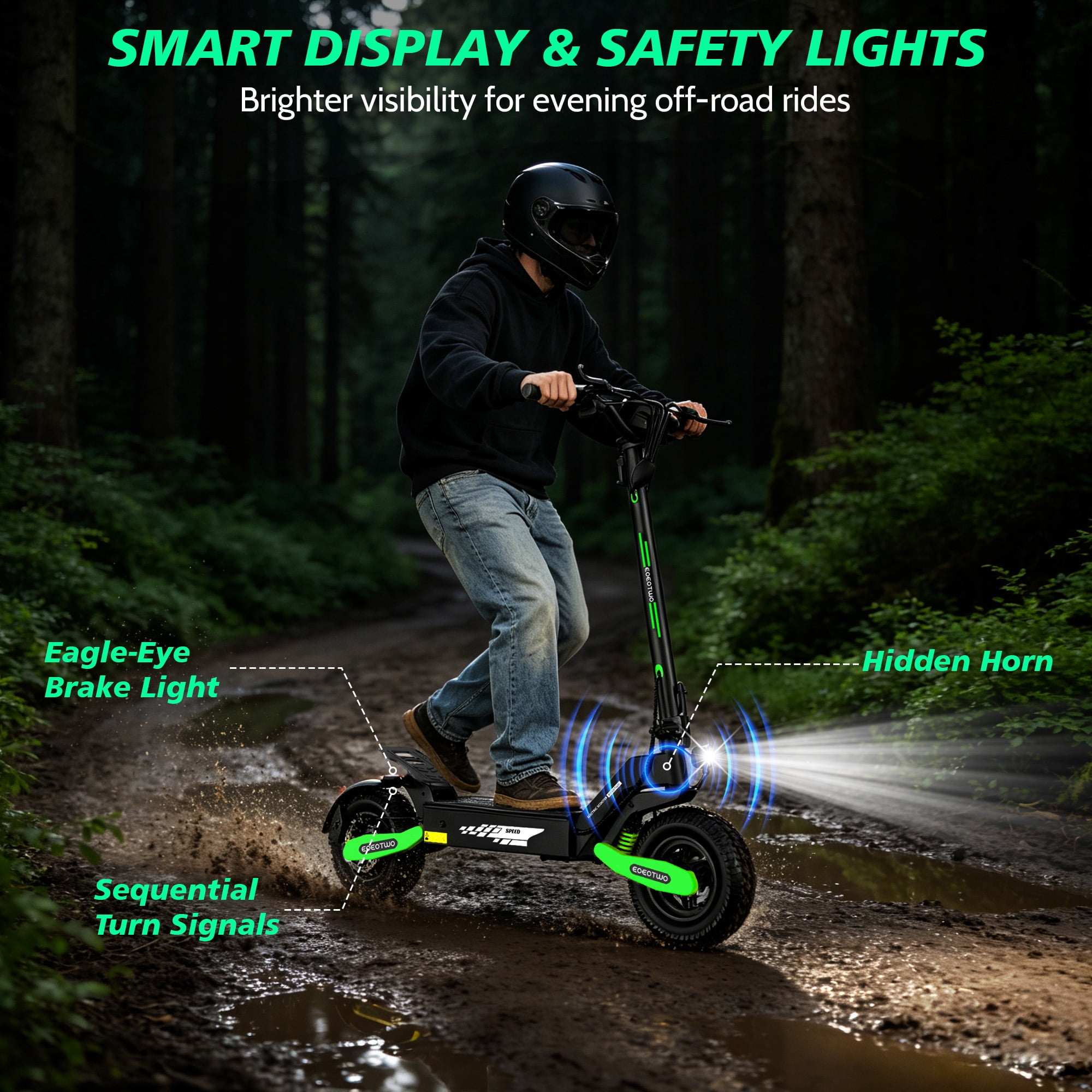 EOEOTWO 1200W Electric Scooter for Adults, 30MPH Fast Off Road E-Scooter, 25 Miles Long Range, 11" All-Terrain Tires, UL 2272 Certified, 330lbs Heavy Duty Load, Foldable Commuter Scooter