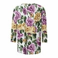 thumbnail image 4 of CYMMPU Blouses for Women Dressy Casual Crew Neck Tunic Tops Floral Printed 3/4 Sleeve Spring Tops Loose Fit Summer Fashion Shirts Lightweight Basic T-Shirts Multicolor XXXL, 4 of 5