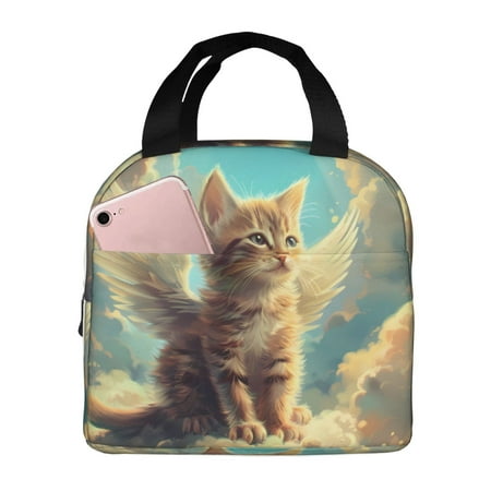 Insulated Lunch Bag for Women Men - Sunshine Cloud Cute Cat Leakproof Cooler Lunch Box for Women Men  Lunch Tote Bags for Work School Picnic Travel