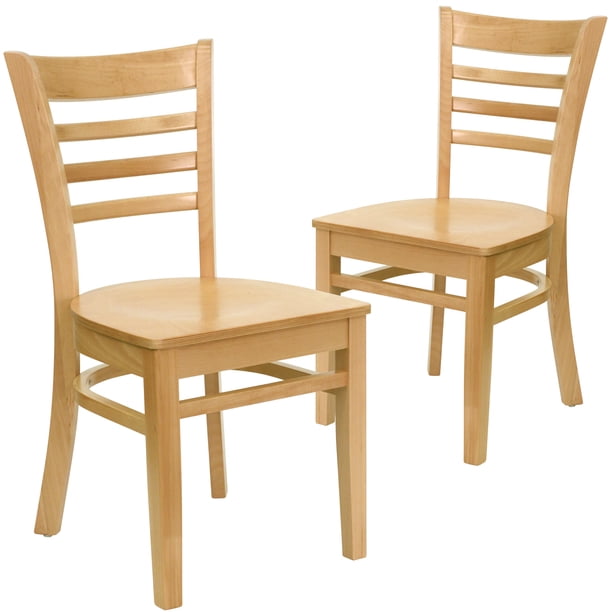 Flash Furniture 2 Pack HERCULES Series Ladder Back Natural Wood