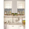 thumbnail image 5 of Gnomes Sunflowers 2 Panel Kitchen Curtains for Small Windows, Pastoral Botanical Black White Plaid Wooden Bathroom Tier Curtain, Short Window Treatment for Bedroom/Living Room 55"x36", 5 of 6