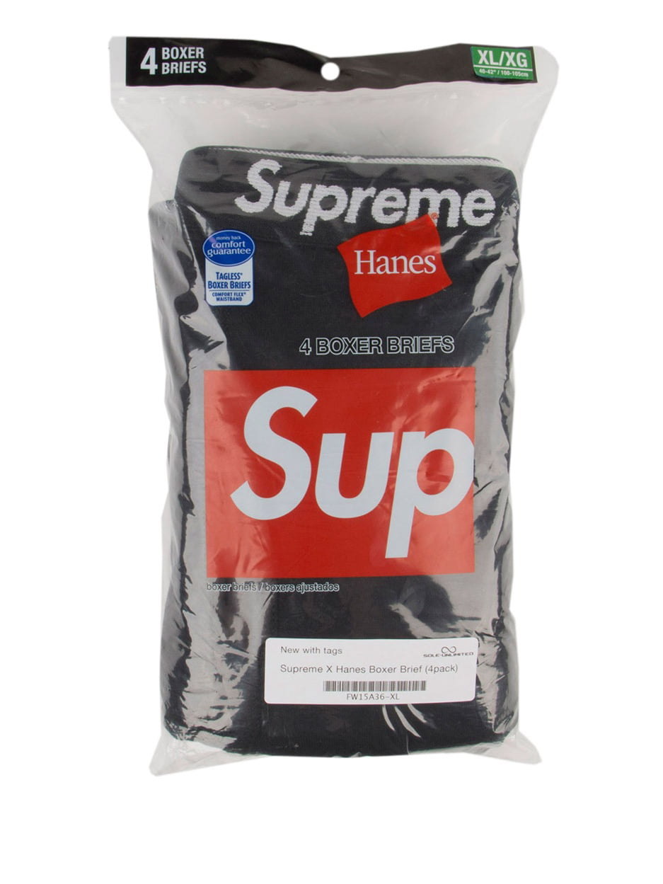 Supreme Mens X Hanes Boxer Brief (4pack) Black - Walmart.com