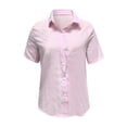 thumbnail image 3 of Women Blouse Casual V-Neck Solid Color Short Sleeve Shirts Blouses Tops Female Work Wear, 3 of 8