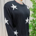 thumbnail image 6 of Maplenight Sweaters for Women Star Print Crew Neck Knit Pullover Long Sleeve Drop Shoulder Loose Fit Casual Fall Sweater, 6 of 7