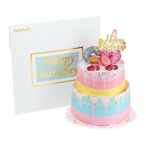 Mobutofu 3D Birthday Cake Greeting Card Multi Color Creative Design Suitable for All Ages