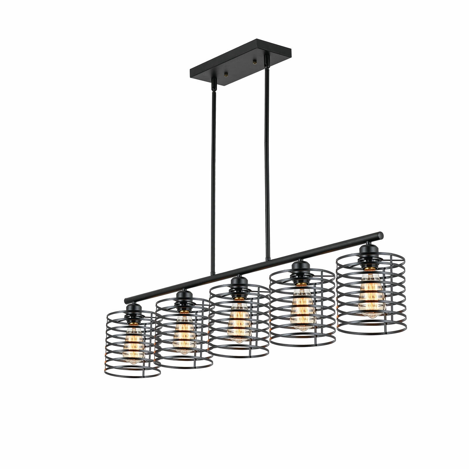 Miumaeov 5-Head Industrial Ceiling Light Dining Room Pendant Lamp Kitchen Island Hanging Fixture E26