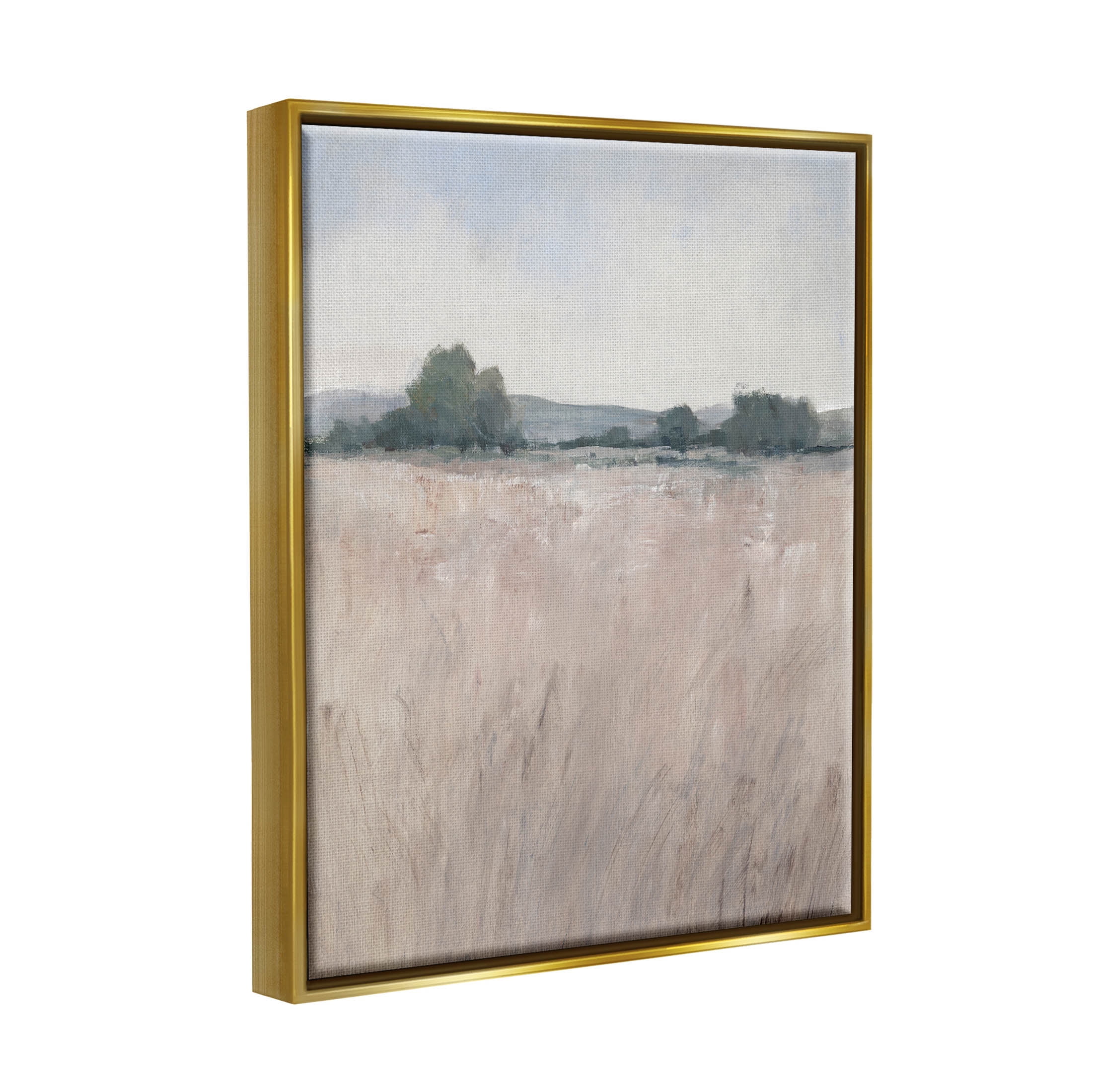 Stupell Industries Abstract Countryside Grassland Scenery Painting Metallic Gold Floating Framed Canvas Print Wall Art, Design by Tim OToole