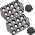 thumbnail image 1 of Paquete de 2 moldes para mini tartas de queso de 12 cavidades con fondo extraíble, 1 of 8