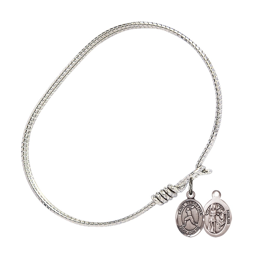 Baseball Hand-Crafted Oval Medal Pendant in Sterling Silver Bonyak Jewelry St Sebastian