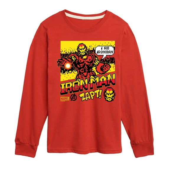Marvel Iron Man - 8 Bit Pixelated - Toddler And Youth Long Sleeve Graphic T-Shirt